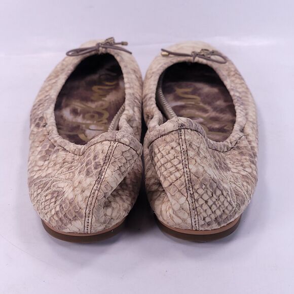 Sam Edelman Slip On Casual Snake Skin Ballet Flat Womens Size 8 Beige - Picture 3 of 8